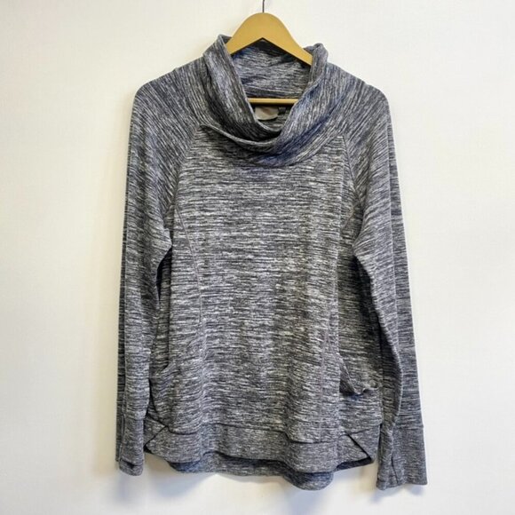 Athleta Heather Gray Techie Cowl Neck Sweatshirt - Picture 2 of 12